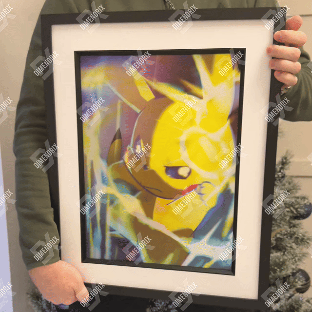 lenticular pokemon card poster Pikachu Thunderbolt Pokemon 3D Lenticular Poster – Dimendrix™