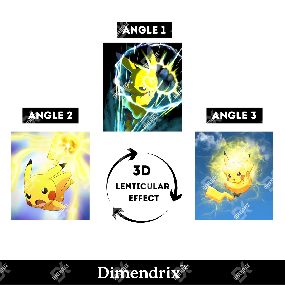 Pikachu Thunderbolt Pokemon 3D Lenticular Poster – Dimendrix™