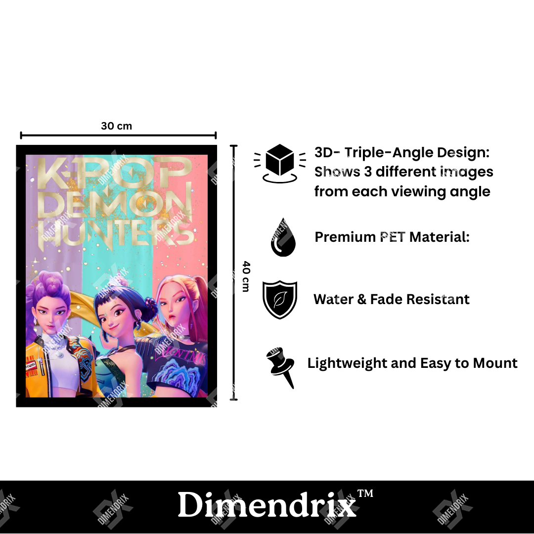 K-Pop Demon Hunters Movie Cover 3D Lenticular Poster – Dimendrix™