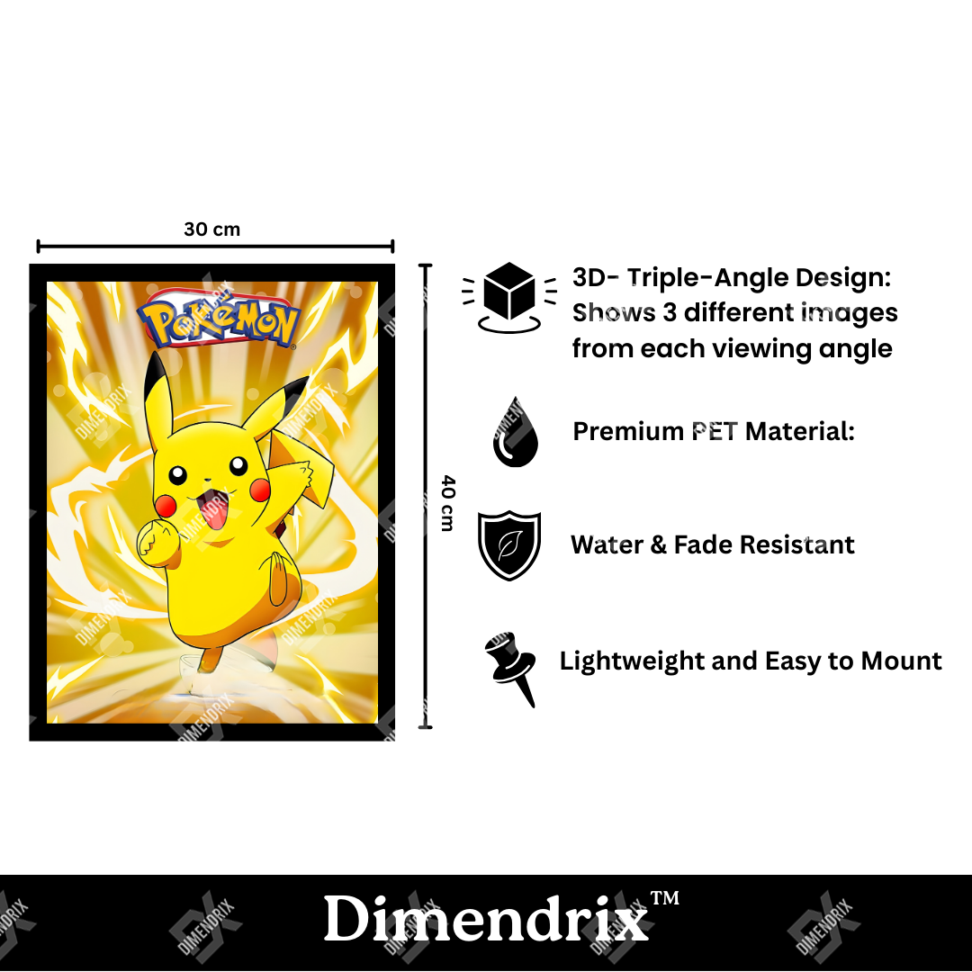 Pokemon Starters 4-Angle 3D Lenticular Poster – Dimendrix™
